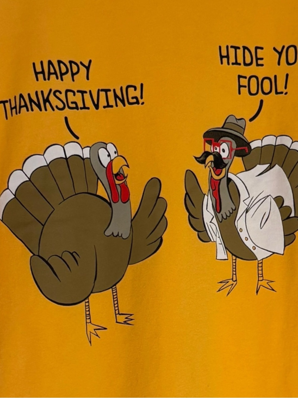 The Children's Place Unisex XL Thanksgiving Cartoon Turkey Graphic Tee Yellow